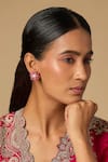 Buy_Karisa Designs_Fuchsia Stones Ava Red Kundan Stud Earrings _at_Aza_Fashions