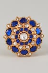 Shop_Karisa Designs_Blue Stones Phool Kundan Ring _at_Aza_Fashions