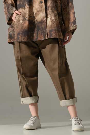 Samant Chauhan_Brown Cotton Collared Tie Dye Shirt And Pant Set _at_Aza_Fashions