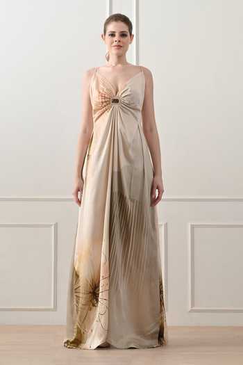 Buy_Samant Chauhan_Beige Cotton, Linen Sweetheart Neck Ombre Draped Gown _Online_at_Aza_Fashions