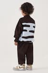 Shop_Three_Brown Cotton, Poplin Abstract Pattern Bomber Jacket And Pant Set _at_Aza_Fashions