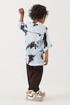 Shop_Three_Blue Crepe, Cotton, Poplin Abstract Pattern Shirt And Pant Set _at_Aza_Fashions