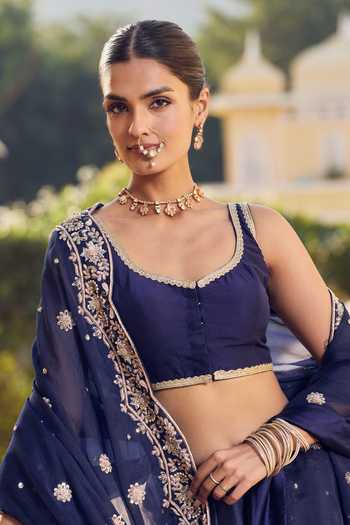 Shop_Amaara Jewels_Gold Plated Stones Gulnoor Hoop Nath Brass Nose Pin _at_Aza_Fashions