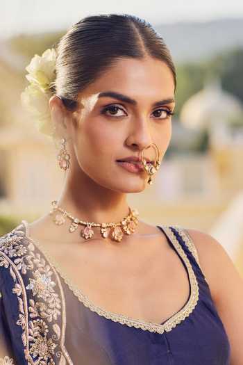 Buy_Amaara Jewels_Gold Plated Stones Gulnoor Hoop Nath Brass Nose Pin _Online_at_Aza_Fashions