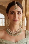 Buy_Amaara Jewels_Gold Plated Stones Polki Brass Necklace Set _at_Aza_Fashions