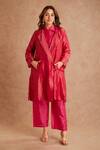 Priya Chaudhary_Pink Tissue, Chanderi Kurta Set With Jacket _at_Aza_Fashions