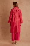 Shop_Priya Chaudhary_Pink Tissue, Chanderi Kurta Set With Jacket _at_Aza_Fashions