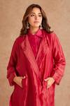 Shop_Priya Chaudhary_Pink Tissue, Chanderi Kurta Set With Jacket 