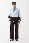 Buy_Three_Brown Denim Dip-dye Blazer _Online_at_Aza_Fashions