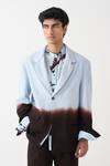 Buy_Three_Brown Denim Dip-dye Blazer _at_Aza_Fashions