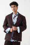 Shop_Three_Brown Cotton Mirrors Handwoven Windowpane Blazer 