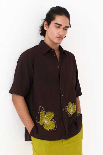 Three_Green Cotton Handwoven Front Pleat Pant _at_Aza_Fashions