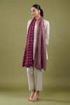 SHAZA_Pink Chequered Pattern Stole _Online_at_Aza_Fashions