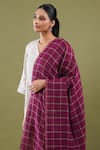 Buy_SHAZA_Pink Chequered Pattern Stole _Online_at_Aza_Fashions