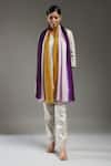 Shop_SHAZA_Purple Ziana Color Block Cashmere Stole _at_Aza_Fashions