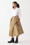 Three_White Cotton, Poplin, Gabardine Shirt And Skirt Set _Online_at_Aza_Fashions