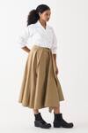 Buy_Three_White Cotton, Poplin, Gabardine Shirt And Skirt Set _Online_at_Aza_Fashions