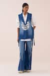 Shop_Three_Blue Denim Embroidery Circle Waistcoat _Online_at_Aza_Fashions