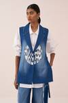 Shop_Three_Blue Denim Embroidery Circle Waistcoat 