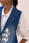 Buy_Three_Blue Denim Embroidery Circle Waistcoat _Online