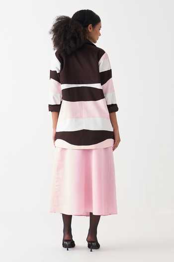 Shop_Three_Pink Chanderi Pleated Skirt _at_Aza_Fashions