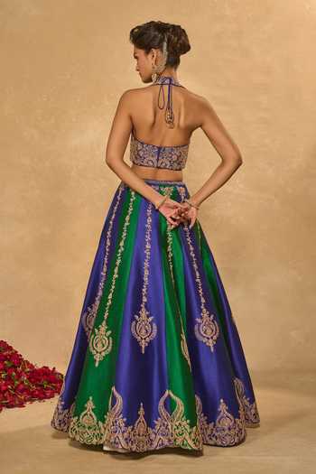 Shop_Chamee & Palak_Multicolor Silk, Organza, Dupion Sequins, Beads, Zari, Saira Lehenga Set _at_Aza_Fashions