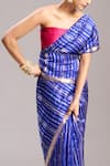 Buy_Mint N Oranges_Blue Silk Zari Handwoven Striped Saree With Unstitched Blouse Piece _Online_at_Aza_Fashions