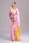 Buy_Mint N Oranges_Pink Chanderi Silk Zari Handwoven Saree With Unstitched Blouse Piece _at_Aza_Fashions