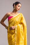 Buy_Mint N Oranges_Yellow Silk Zari Striped Pattern Saree With Unstitched Blouse Piece 
