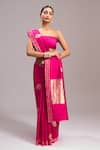 Buy_Mint N Oranges_Fuchsia Silk Bird Motif Saree With Unstitched Blouse Piece 