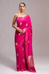 Shop_Mint N Oranges_Fuchsia Silk Bird Motif Saree With Unstitched Blouse Piece _at_Aza_Fashions