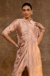 Buy_Eeda_Pink Silk, Tissue Asymmetric Tunic And Pant Set _Online_at_Aza_Fashions