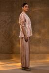 Buy_Eeda_Pink Silk, Tissue Textured Jacket Pant Set _Online_at_Aza_Fashions