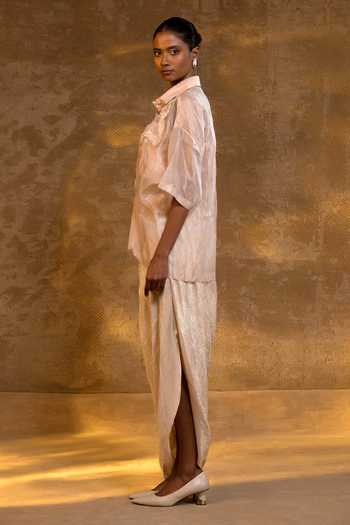 Shop_Eeda_Blush Tissue, Shantoon Crushed Shirt And Skirt Set _Online_at_Aza_Fashions