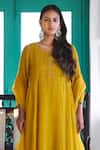 Trendy Tokari_Yellow Silk, Chanderi, Cotton, Organza Embroidery Kurta Set _Online_at_Aza_Fashions
