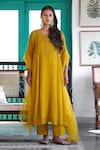 Buy_Trendy Tokari_Yellow Silk, Chanderi, Cotton, Organza Embroidery Kurta Set _at_Aza_Fashions