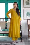 Shop_Trendy Tokari_Yellow Silk, Chanderi, Cotton, Organza Embroidery Kurta Set _Online_at_Aza_Fashions