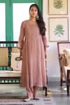 Buy_Trendy Tokari_Pink Silk, Chanderi, Cotton Embroidery Kurta Pant Set _Online_at_Aza_Fashions