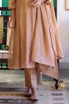 Trendy Tokari_Beige Silk, Chanderi, Cotton Embroidery Kurta Pant Set _Online_at_Aza_Fashions