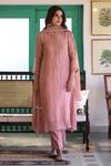 Buy_Trendy Tokari_Pink Silk, Chanderi, Cotton Embroidered Kurta Set _at_Aza_Fashions