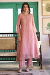 Buy_Trendy Tokari_Pink Silk, Chanderi, Cotton Embroidered Kurta Set _Online_at_Aza_Fashions