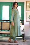 Shop_Trendy Tokari_Green Silk, Chanderi, Cotton Embroidery Hand Kurta Set _Online_at_Aza_Fashions
