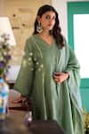 Trendy Tokari_Green Silk, Chanderi, Cotton Embroidery Hand Kurta Set _at_Aza_Fashions