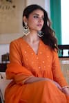Shop_Trendy Tokari_Orange Silk, Chanderi, Cotton, Organza Embroidery Gathered Kurta Set _Online_at_Aza_Fashions