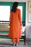 Shop_Trendy Tokari_Orange Silk, Chanderi, Cotton, Organza Embroidery Gathered Kurta Set _at_Aza_Fashions