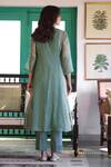 Shop_Trendy Tokari_Green Silk, Chanderi, Cotton Embroidery Hand Kurta Set _at_Aza_Fashions