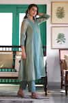Buy_Trendy Tokari_Green Silk, Chanderi, Cotton Embroidery Hand Kurta Set _Online_at_Aza_Fashions