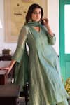 Shop_Trendy Tokari_Green Silk, Chanderi, Cotton Embroidery Hand Kurta Set _Online_at_Aza_Fashions