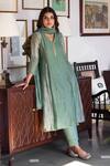 Buy_Trendy Tokari_Green Silk, Chanderi, Cotton Embroidery Hand Kurta Set _at_Aza_Fashions