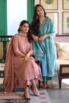 Trendy Tokari_Pink Silk, Chanderi, Cotton Embroidery Straight Kurta Set _at_Aza_Fashions